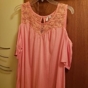 Peach Cold Shoulder Top